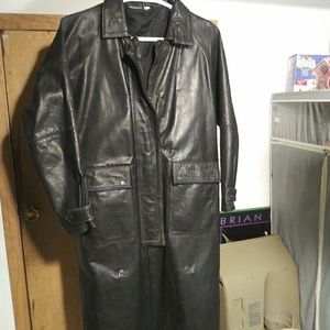 Leather trench coat